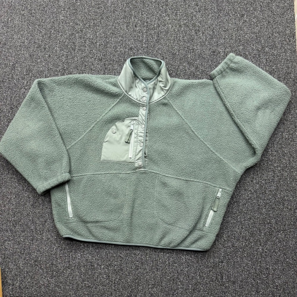 Free People Hit The Slopes Fleece Jacket Women Large Sage Green Fair boho